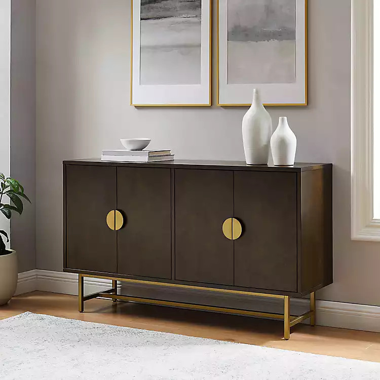 Brown Wood & Gold Metal Cabinet | Kirklands Home | Kirklands