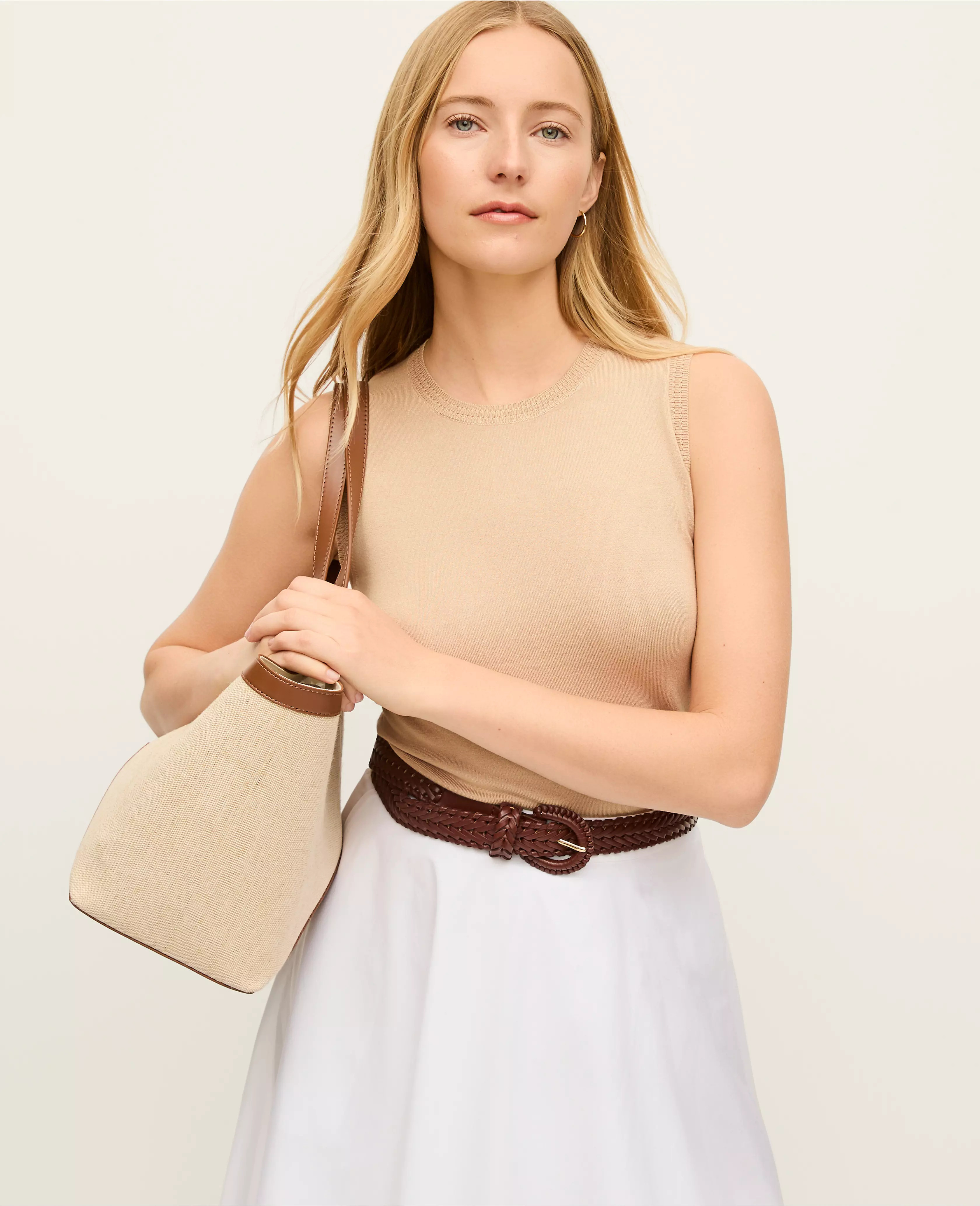 Pointelle Trim Sweater Shell | Ann Taylor
