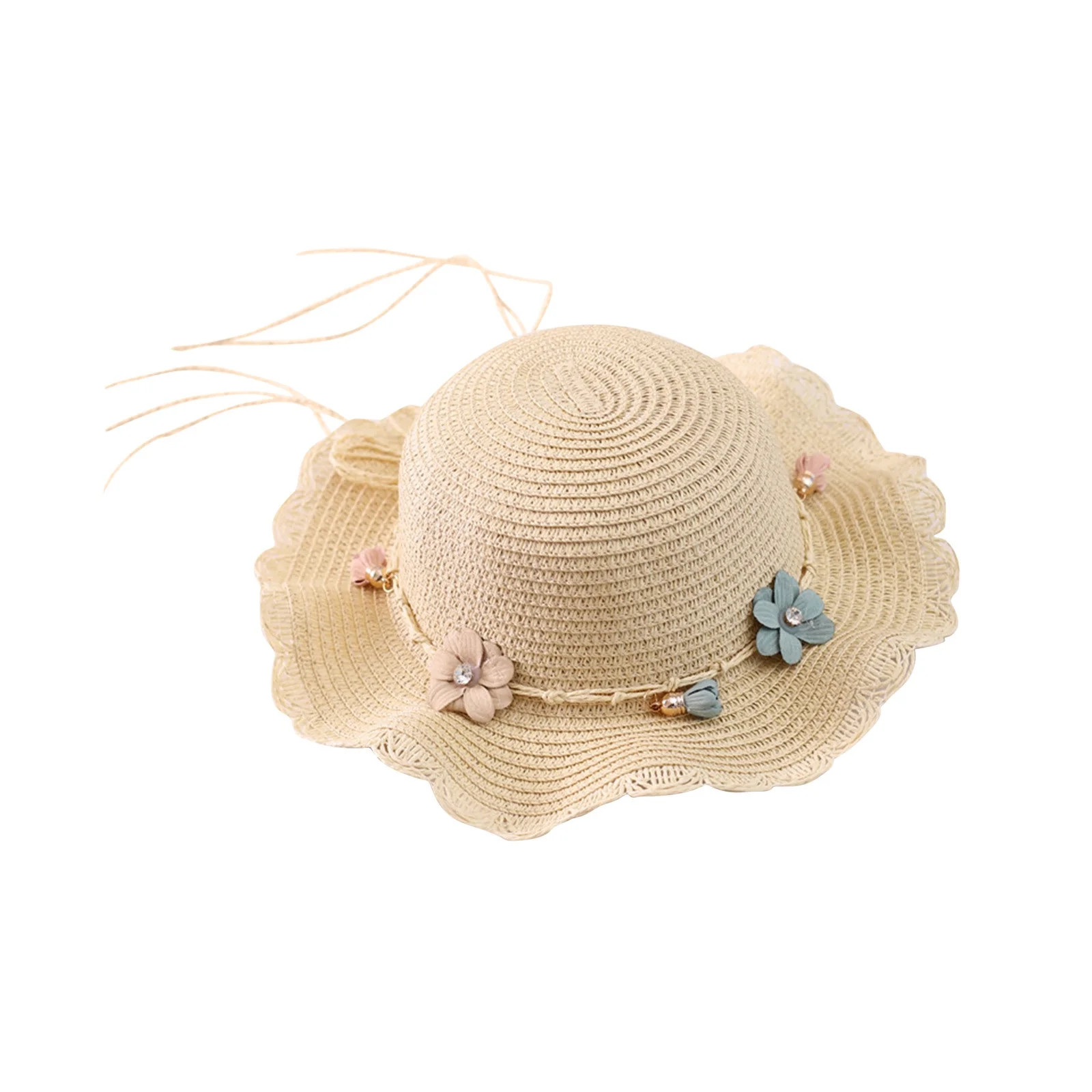 LOVZFMLL Toddler Girls Flower Straw Bucket Hat Wide Brim Sun Protection Summer Outdoor Beach Play... | Walmart (US)