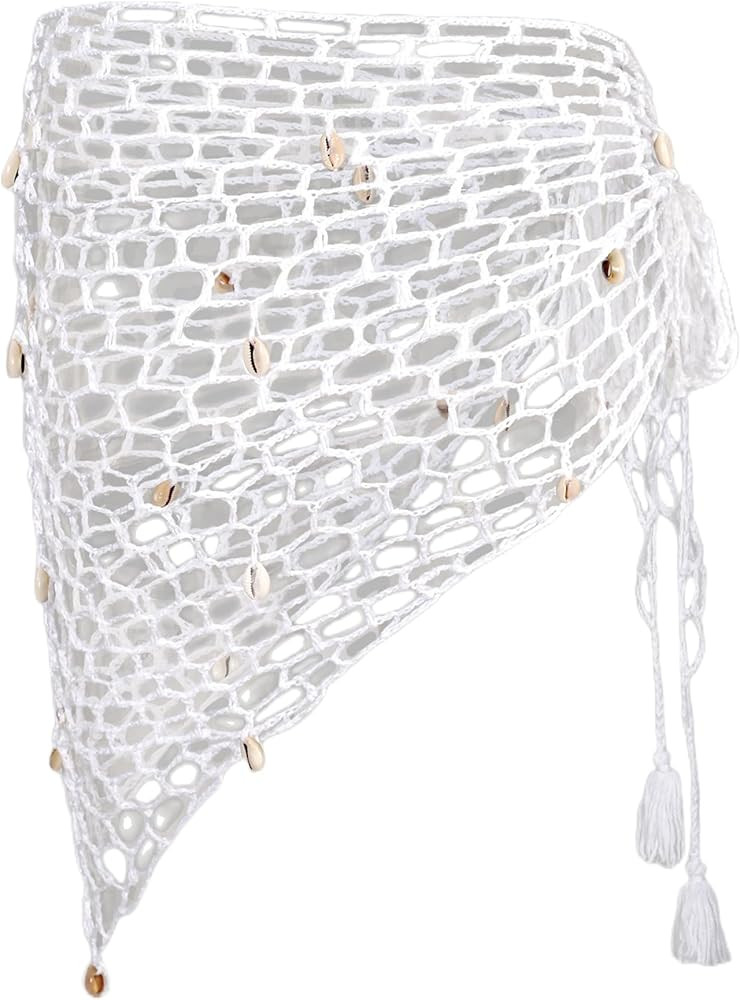 KEXUENIE Sexy Women's White Crochet Cover Up White Swimsuit Cover Up White Beach Cover Up Skirt | Amazon (US)