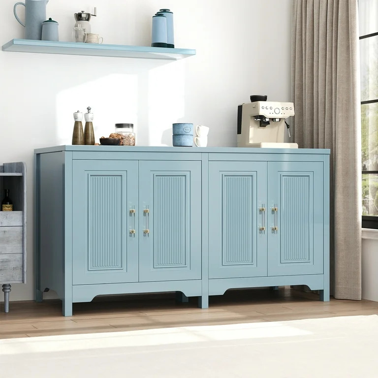 LAFGUR Buffet Sideboard Cabinet,Wood Kitchen Storage Cabinet with Adjustable Shelves,Modern Farmh... | Walmart (US)