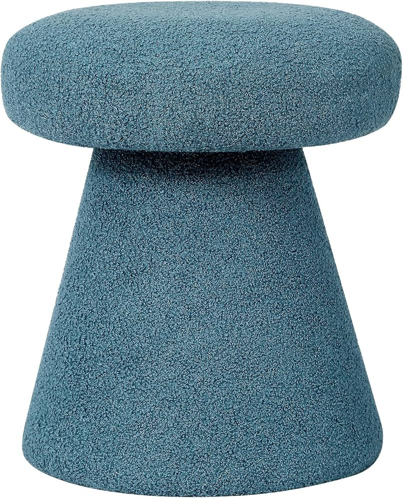 17" Foot Stool Ottoman, Mushroom Vanity Stool Velvet Round Foot Rest, Padded Foot Rest Step Stool... | Amazon (US)