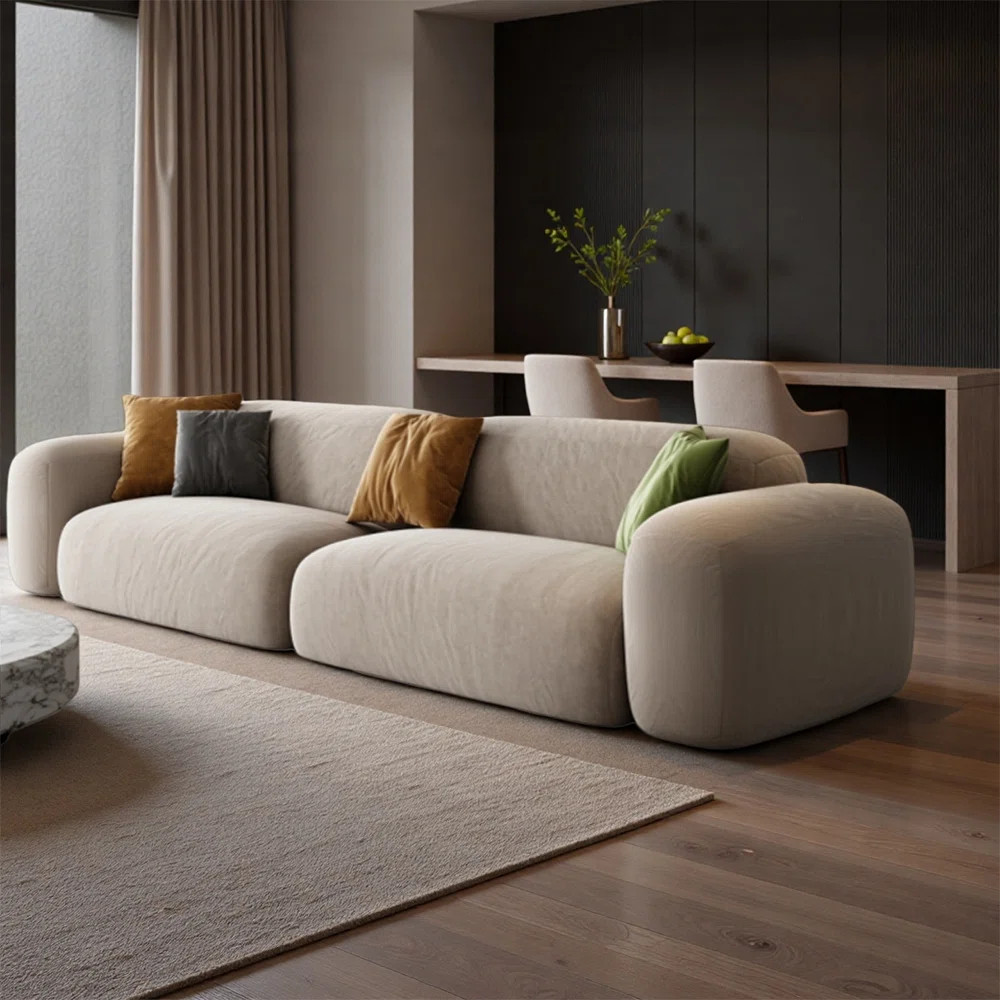 Modern Minimalist Gray Suede Upholstered Sofa | Wayfair North America