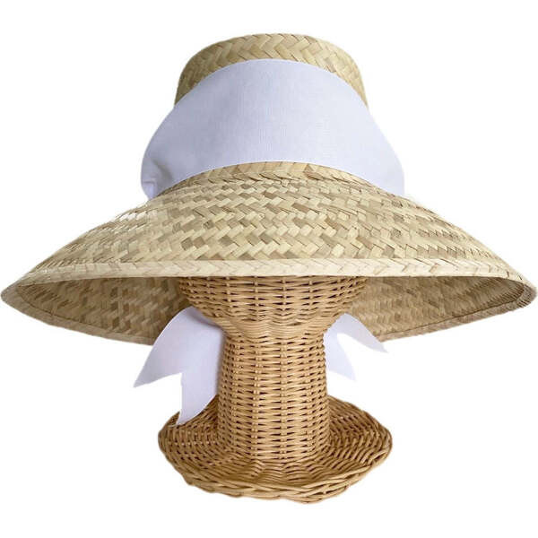 Women's Amaryllis Wide & Short Brim Grosgrain Ribbon Sun Hat, White | Maisonette