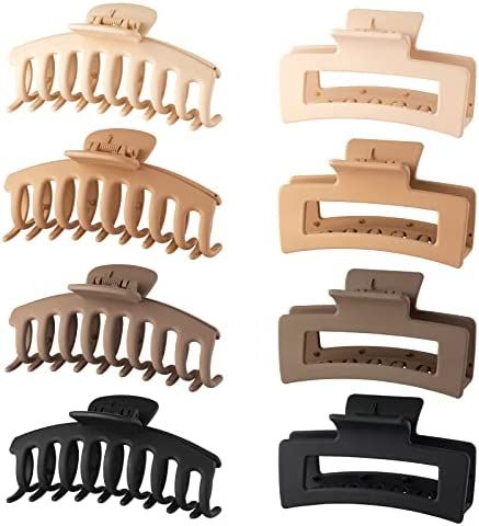 Large Hair Claw Clips, 8 Pack 4.3" Hair Clips for Women & Girls, Strong Hold Matte Claw Hair Clip... | Amazon (US)