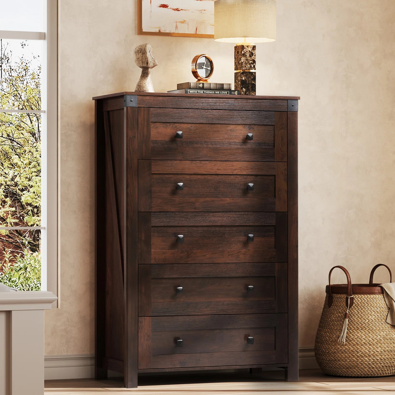 48.27'' Tall 5-Drawer Wood Dresser with Solid Legs for Bedroom, 31.5'' W Large Storage Dresser wi... | Wayfair North America