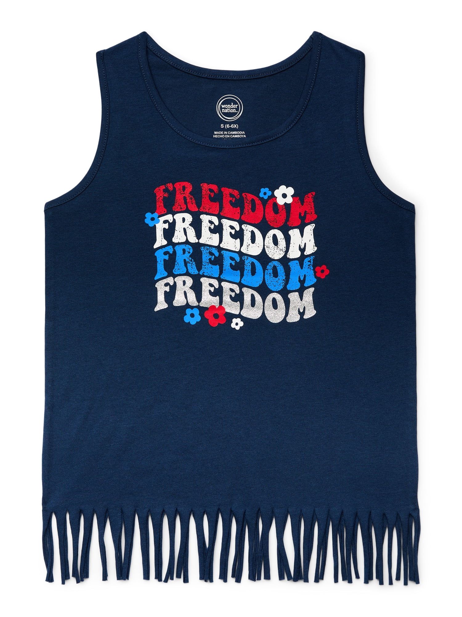 Wonder Nation Girls Freedom Fringe Tank, Sizes 4-18 | Walmart (US)