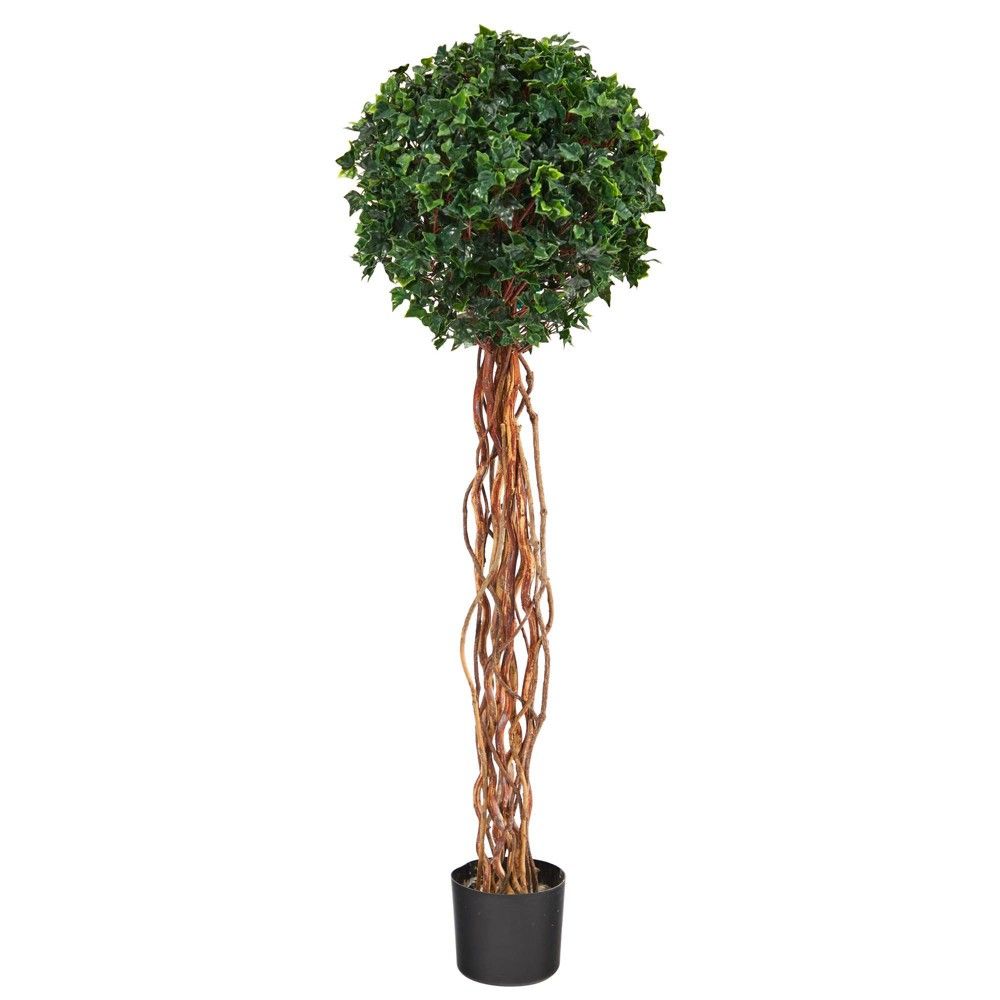 4.5' Indoor/Outdoor English Ivy Single Ball Artificial Topiary Tree with Natural Trunk - Nearly Natu | Target
