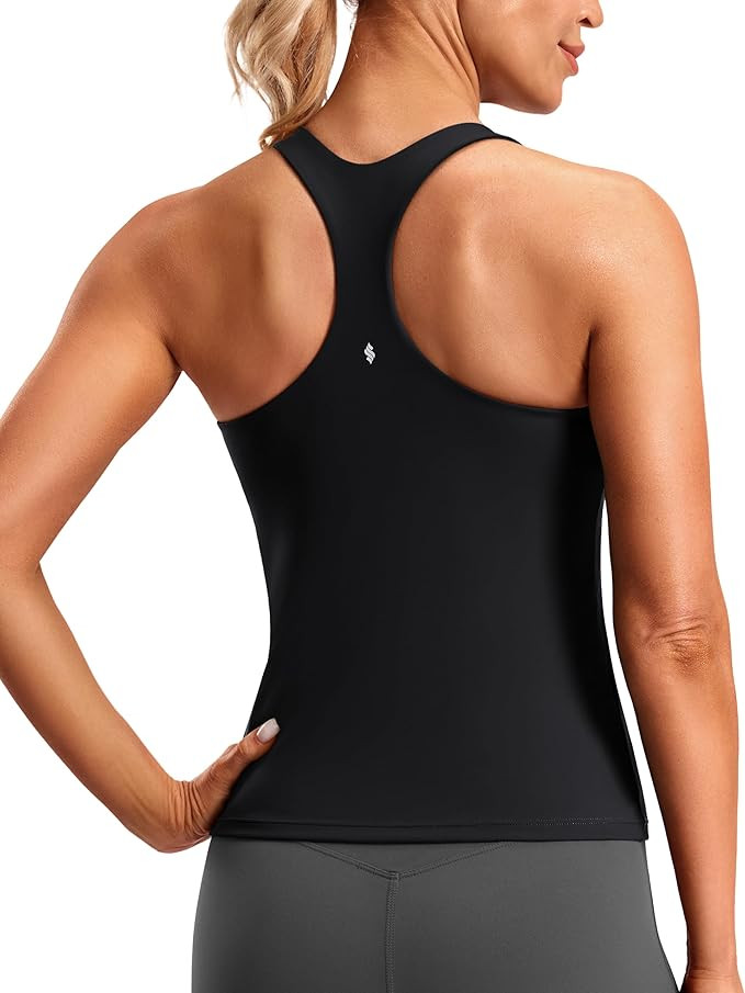 Soothfeel Womens Workout Tank Tops with Built in Bra Racerback Athletic Yoga Top High Neck Sports... | Amazon (US)