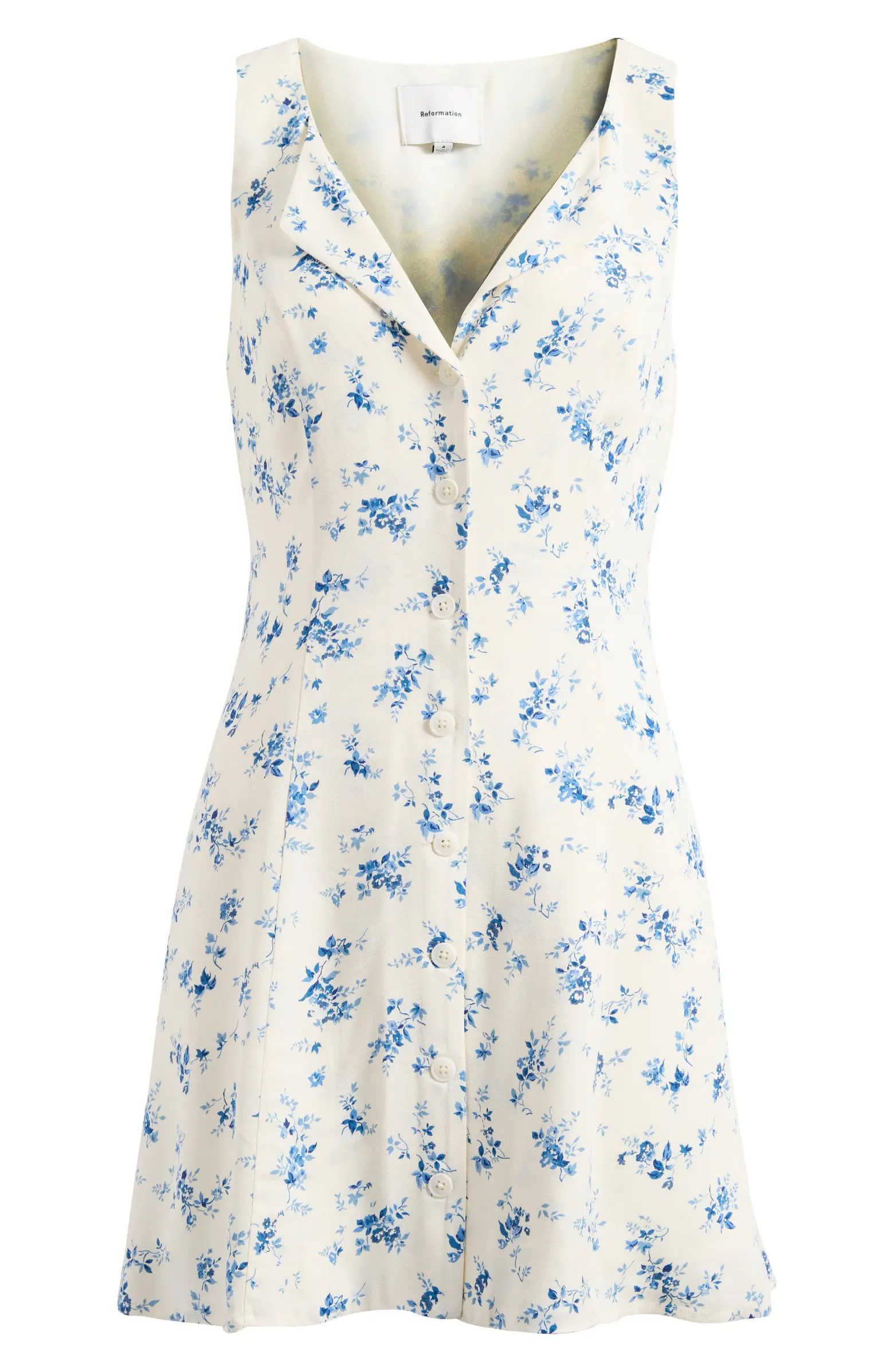 Reformation Rilynn Floral Sleeveless Front Button Minidress | Nordstrom | Nordstrom