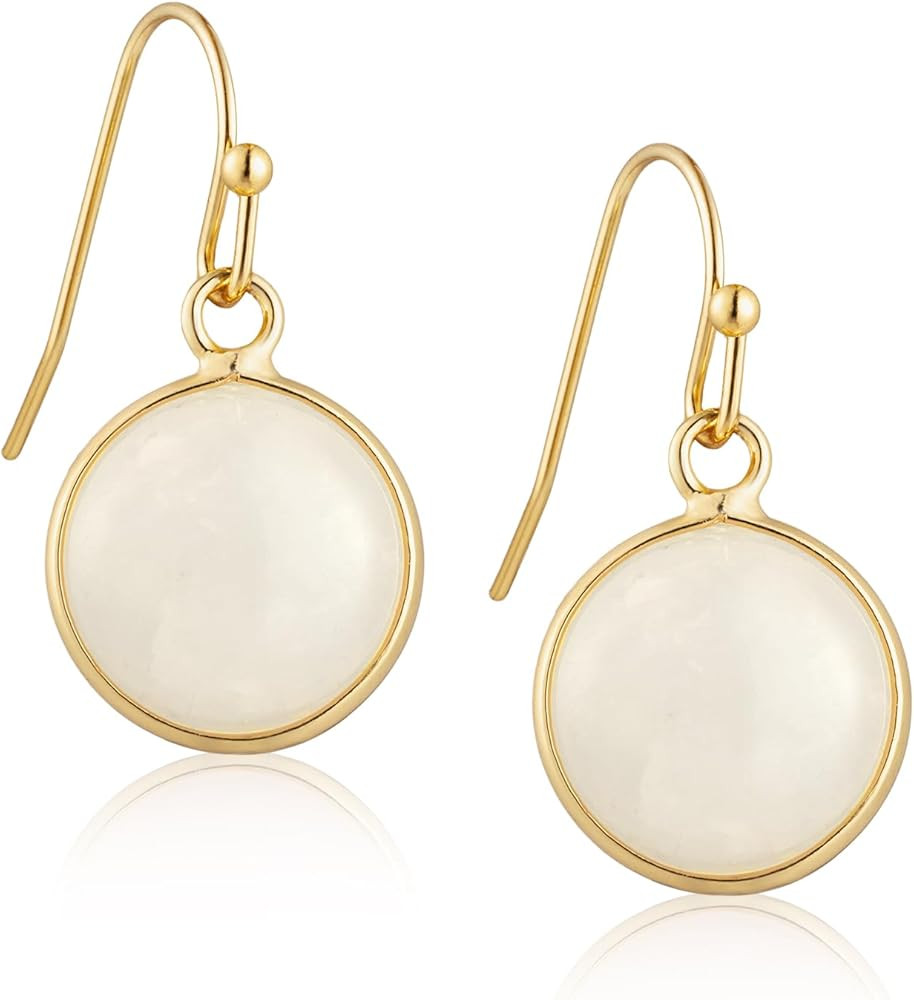 SELOVO Round Crystal Stone Huggie Earrings Fishhook Drop Earrings Gold Tone | Amazon (US)