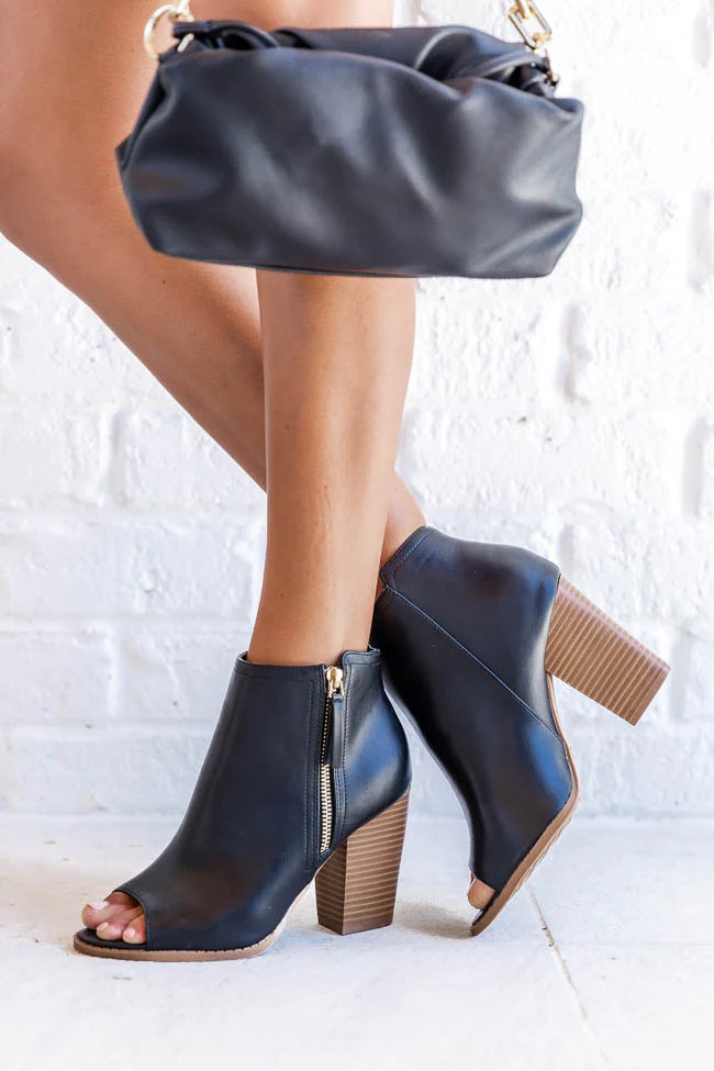 Skye Black Open Toe Booties, 6 - Pink Lily | Pink Lily