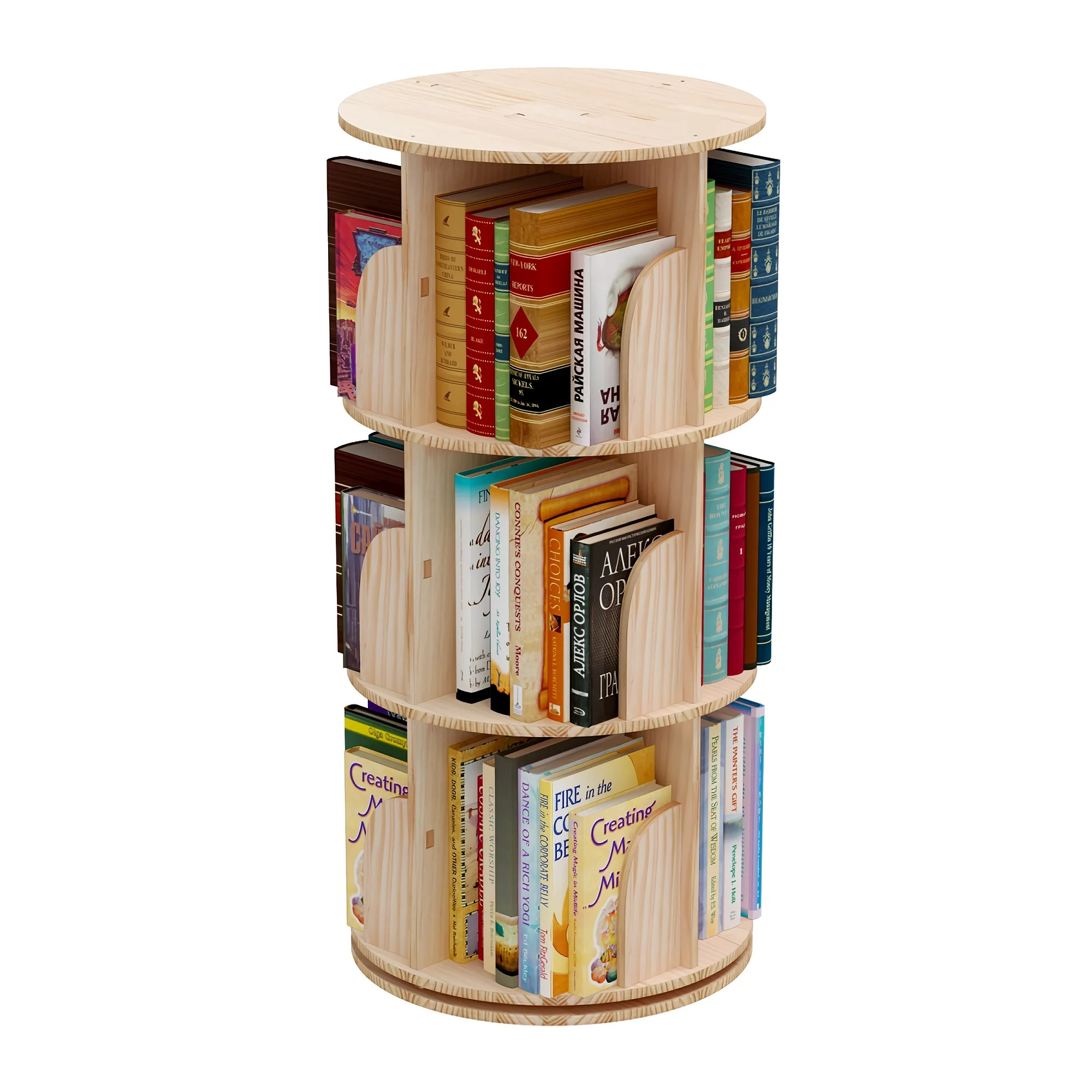 TOYTEXX 3-Tier 360° Rotating Stackable Bookshelf Organizer for Adults & Childern–Beige | Walmart (CA)