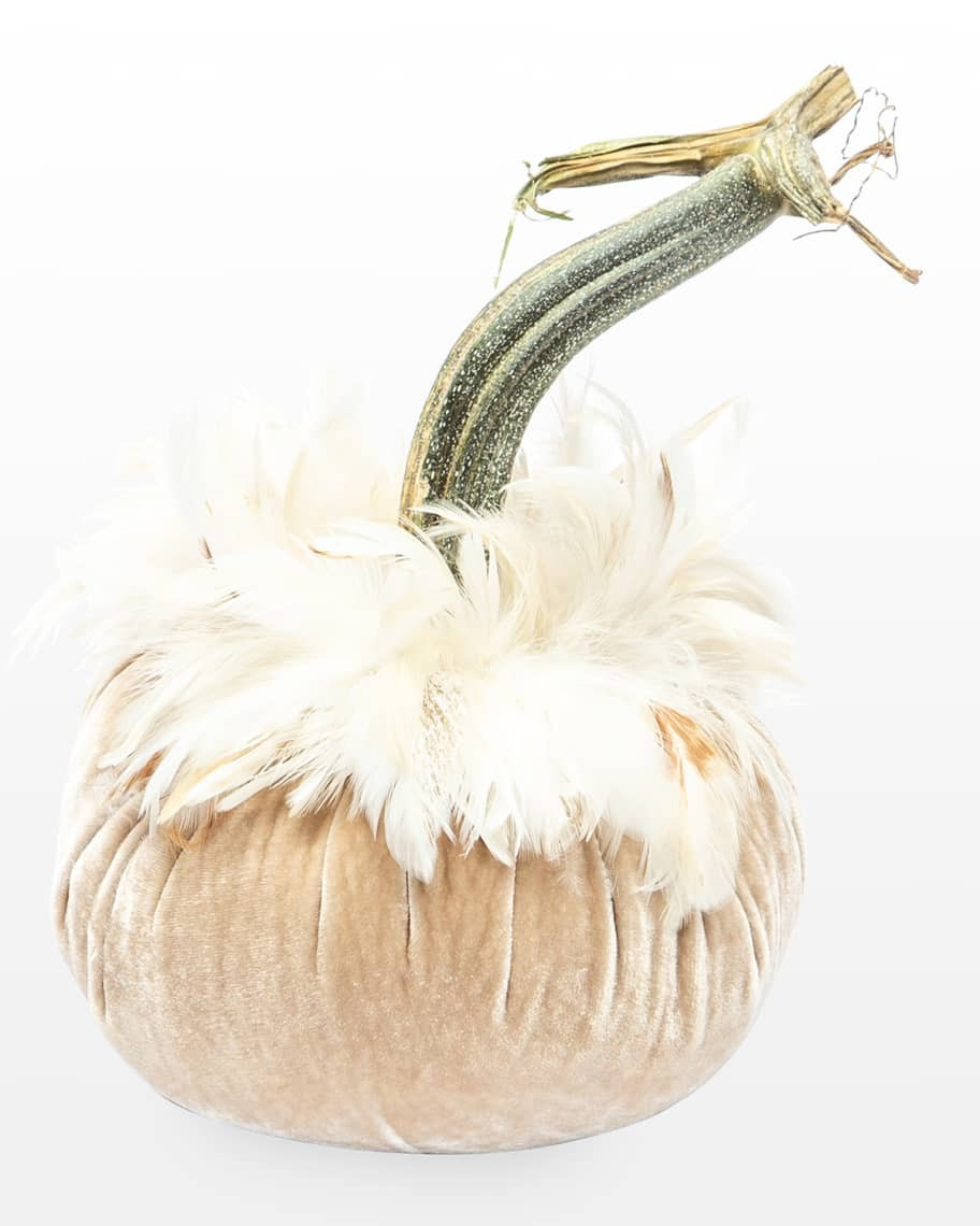 10" Feather Pumpkin, White | Horchow