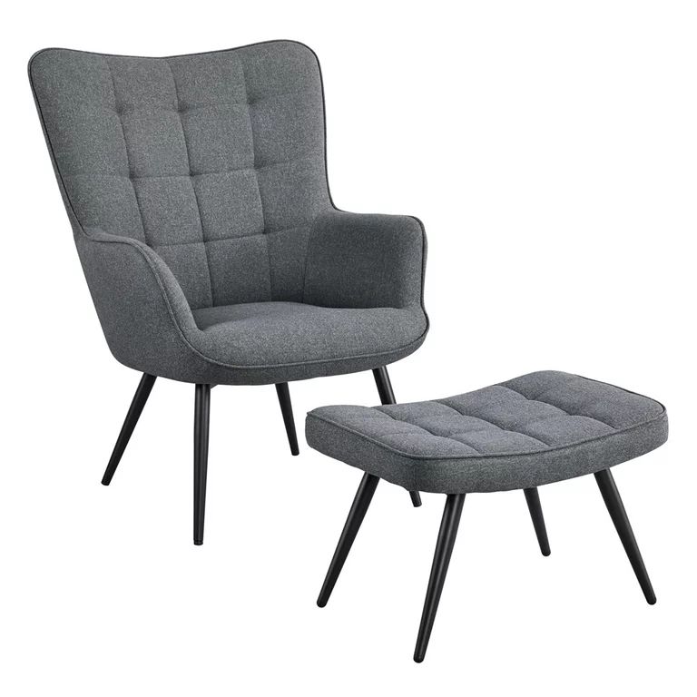 Alden Design Modern Fabric Accent Chair and Ottoman Set, Gray | Walmart (US)