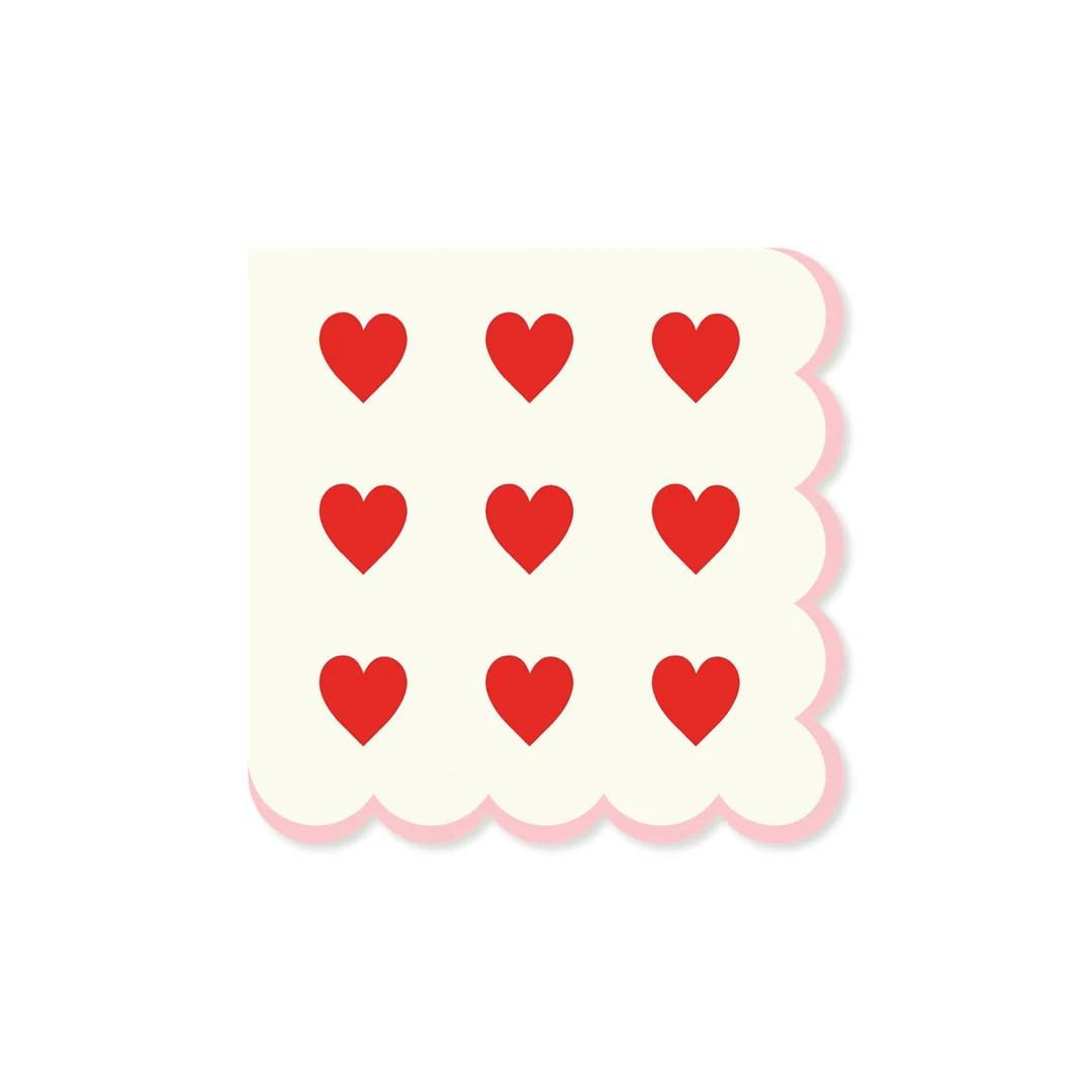 Pink & Red Hearts Scallop Dessert Napkins 24ct  - Etsy | Etsy (US)