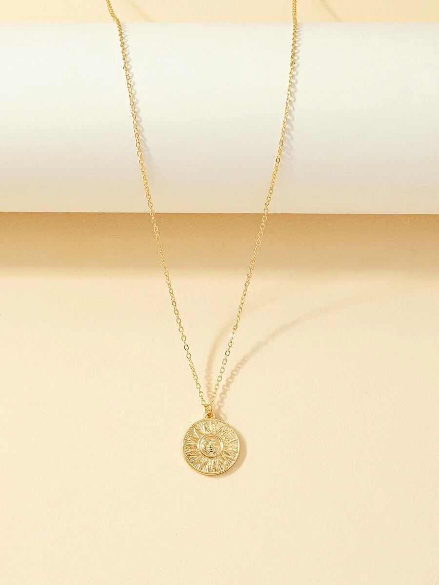 Sun Detail Round Charm Necklace SKU: sj2203208631546246(1000+ Reviews)$1.00$0.95Join for an Exclu... | SHEIN