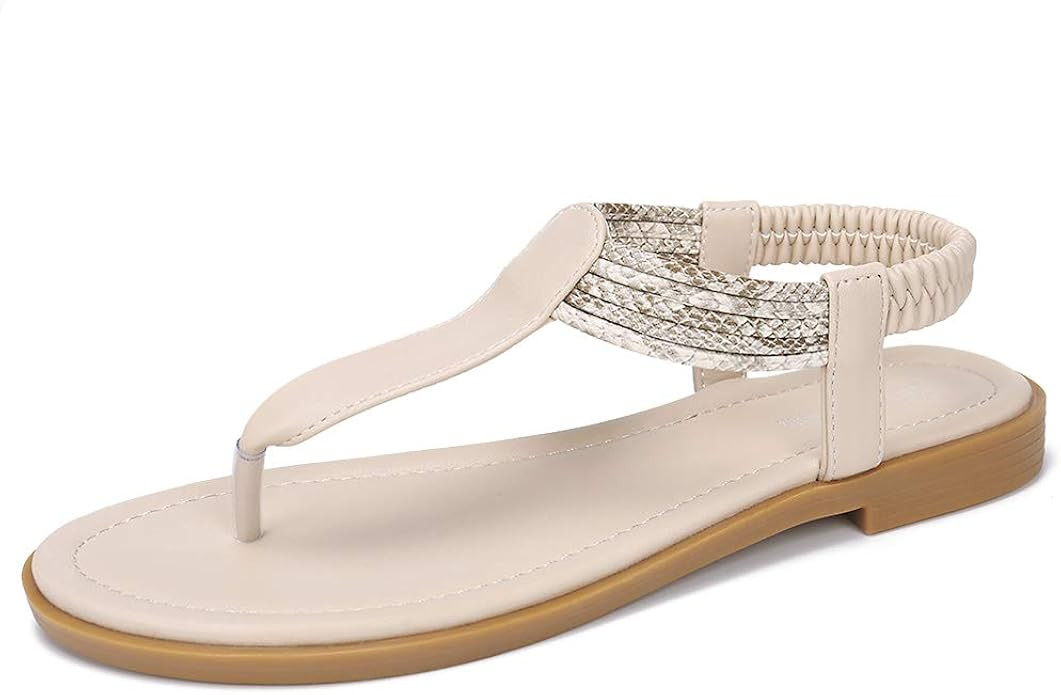 Ablanczoom Sandals for Women Comfortable Summer Beach Shoes Casual Elastic Strappy String Thong A... | Amazon (US)