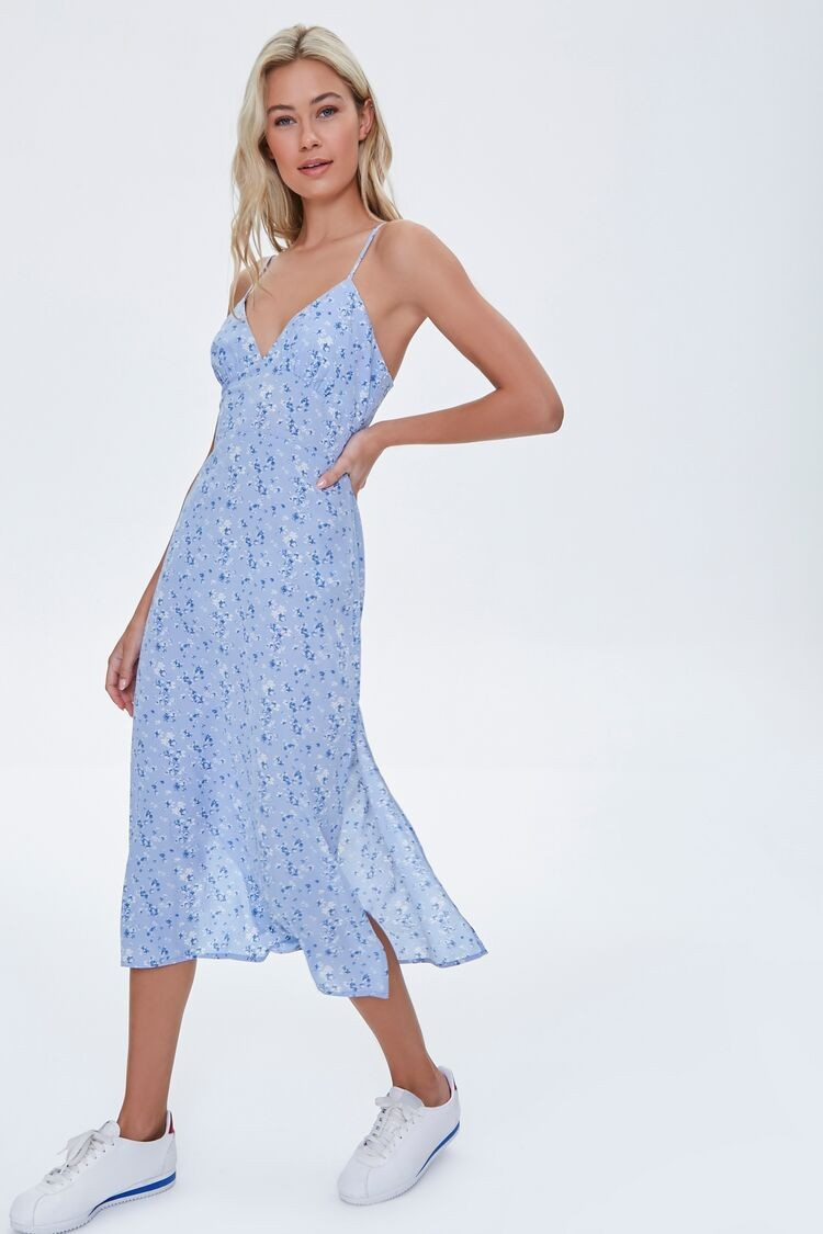 Floral Cami Midi Dress in Light Blue Large | Forever 21 (US)