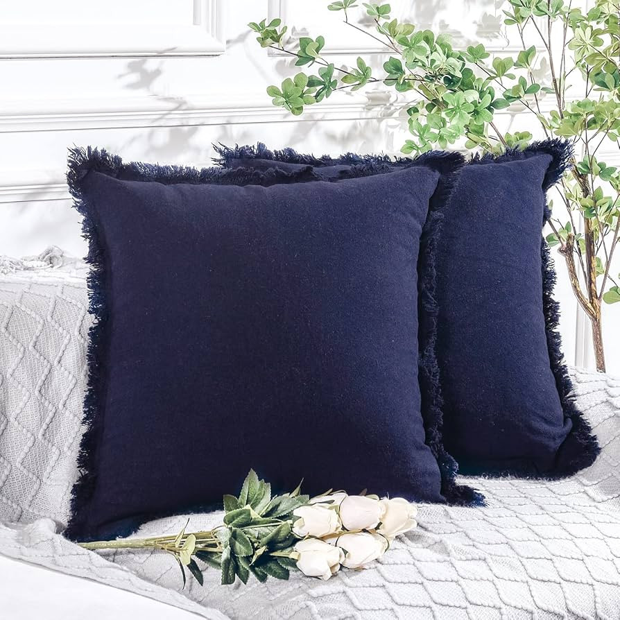 NEXHOME PRO Boho Throw Pillow Covers for Couch Set of 2 18"x18", Handmade Decorative Linen Pillow... | Amazon (US)