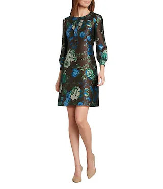 Preston & York Maryanne Floral Mikado Round Neckline Dress | Dillard's | Dillard's