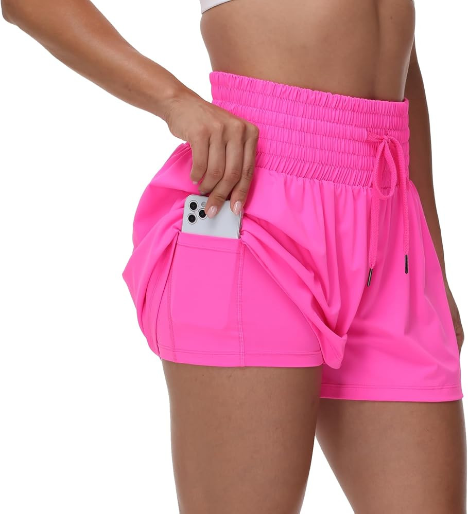 Blaosn Flowy Athletic Shorts for Women Gym Workout Running Lounge Pants High Waist with Pocket Cu... | Amazon (US)