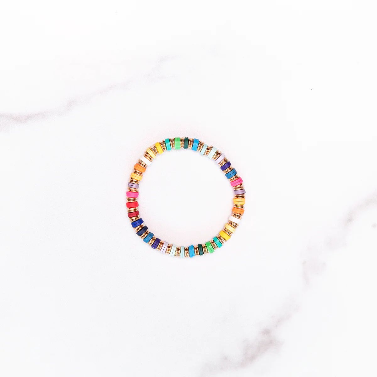 Rainbow Polymer Clay Bracelet | Golden Thread