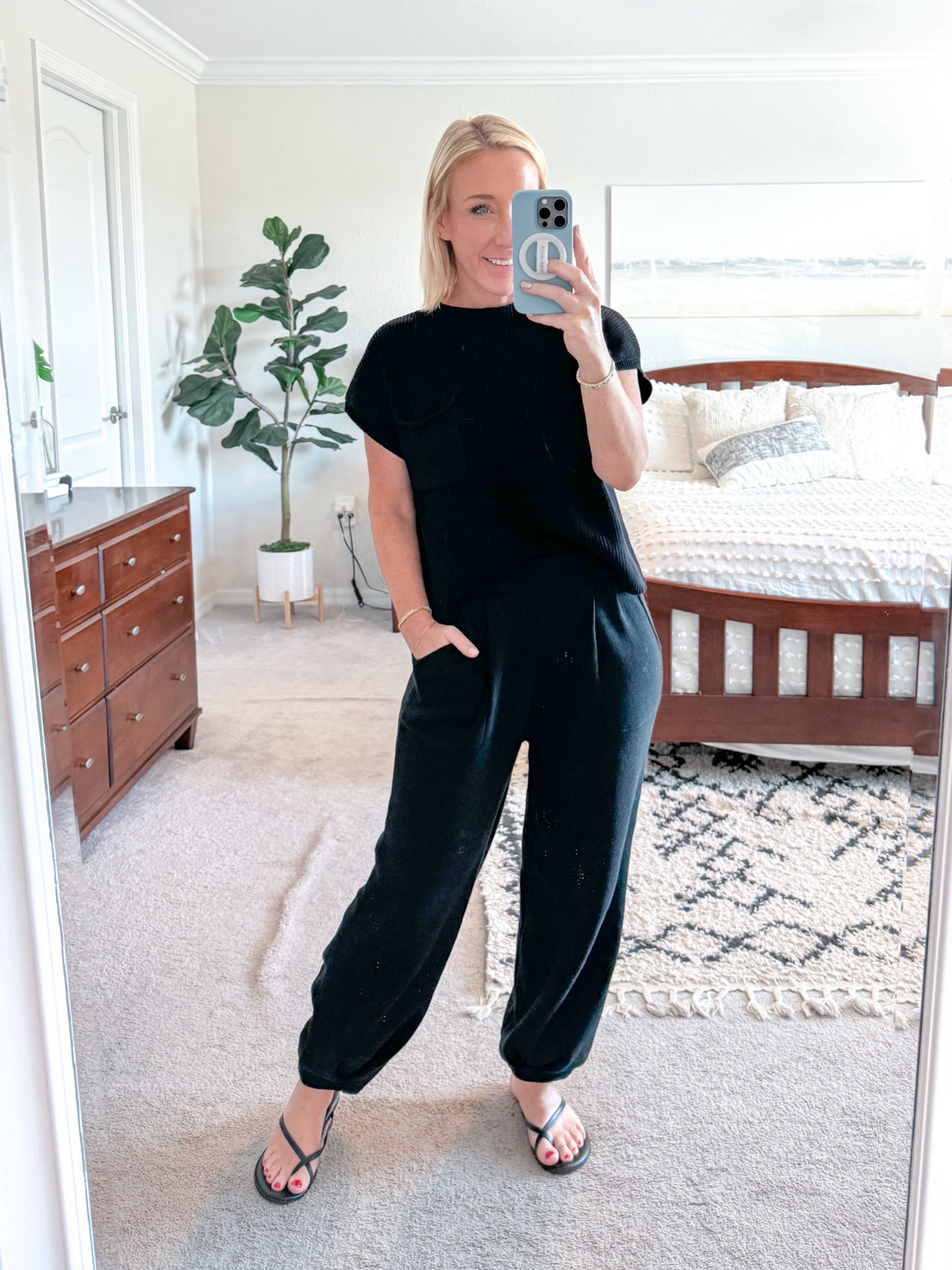 My outfit for the morning. So comfortable and cozy with sweater top and sweater bottoms! Wearing a medium  (But now I don’t want to wear anything else today and just snuggle on the couch 😆)

#LTKSeasonal #LTKOver40 #LTKFindsUnder50