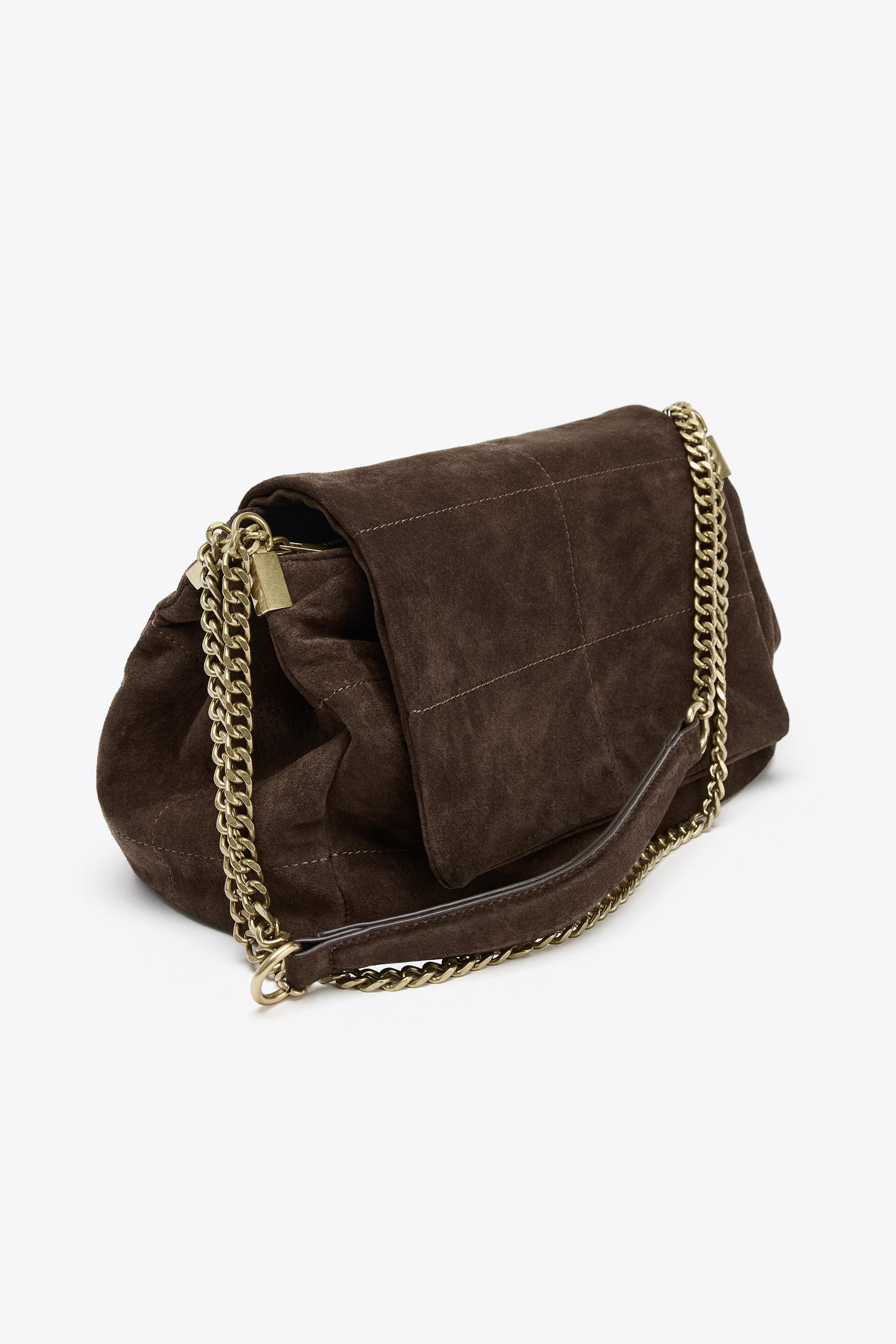 SPLIT LEATHER SHOULDER BAG | Zara Canada