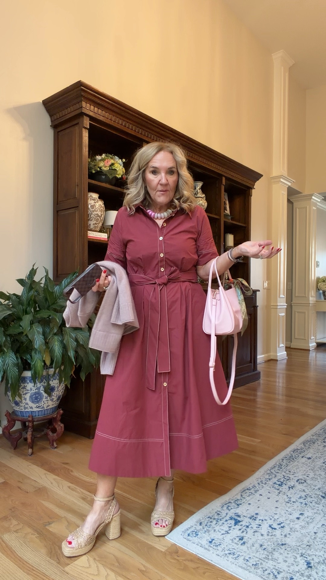 I just got this dress and oh my goodness it’s already selling out. Wearing an eight petite 
Cashmere sweater size medium it’s a very relaxed fit love it for my shoulders ￼

#LTKSaleAlert #LTKOver40 #LTKootd
