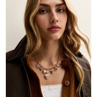Gold Tone Embellished Heart Necklace New Look | New Look (UK)