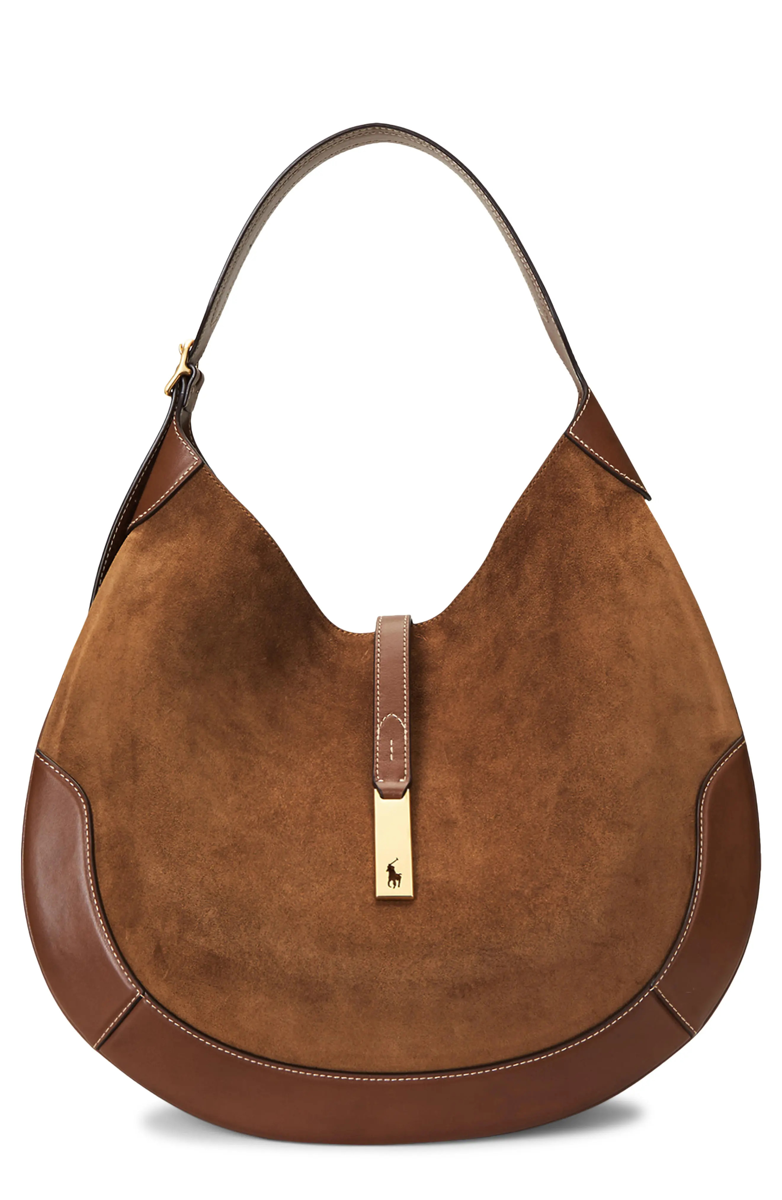 Polo Ralph Lauren Polo ID Suede & Leather Shoulder Bag (Women) | Nordstrom | Nordstrom