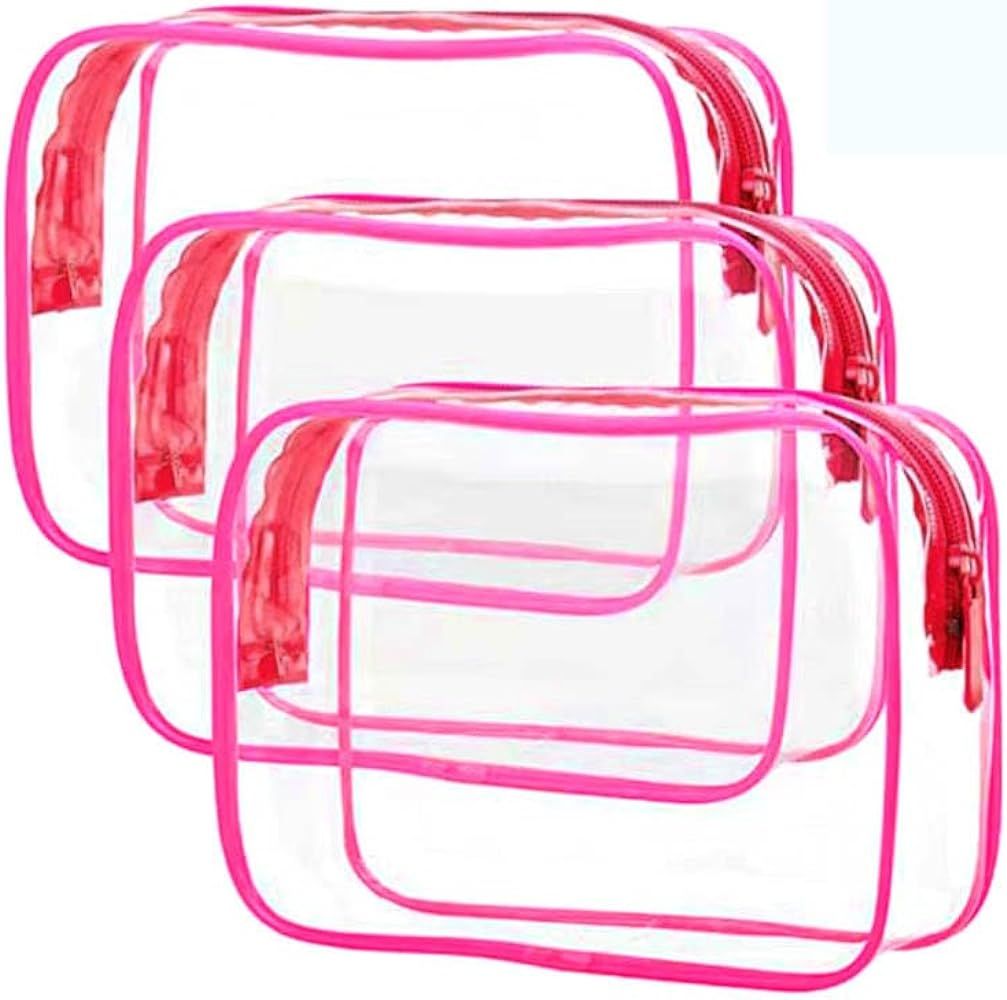 GottaHaveit | tsa approved toiletry bag | quart size clear travel bags for toiletries (3 Pack, Pi... | Amazon (US)