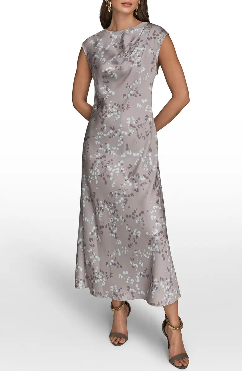 Abstract Print Satin Midi Dress | Nordstrom