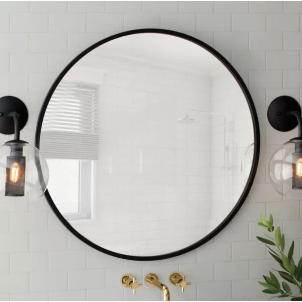 Black Hub 18" Modern and Contemporary Accent Mirror (Part number: 1013756-040) | Wayfair North America