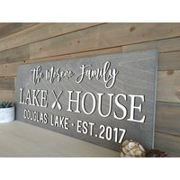 Lake House Sign | Personalized Lakehouse Name Family Lake Decor Cabin Life Lakelife Gift | Etsy (US)