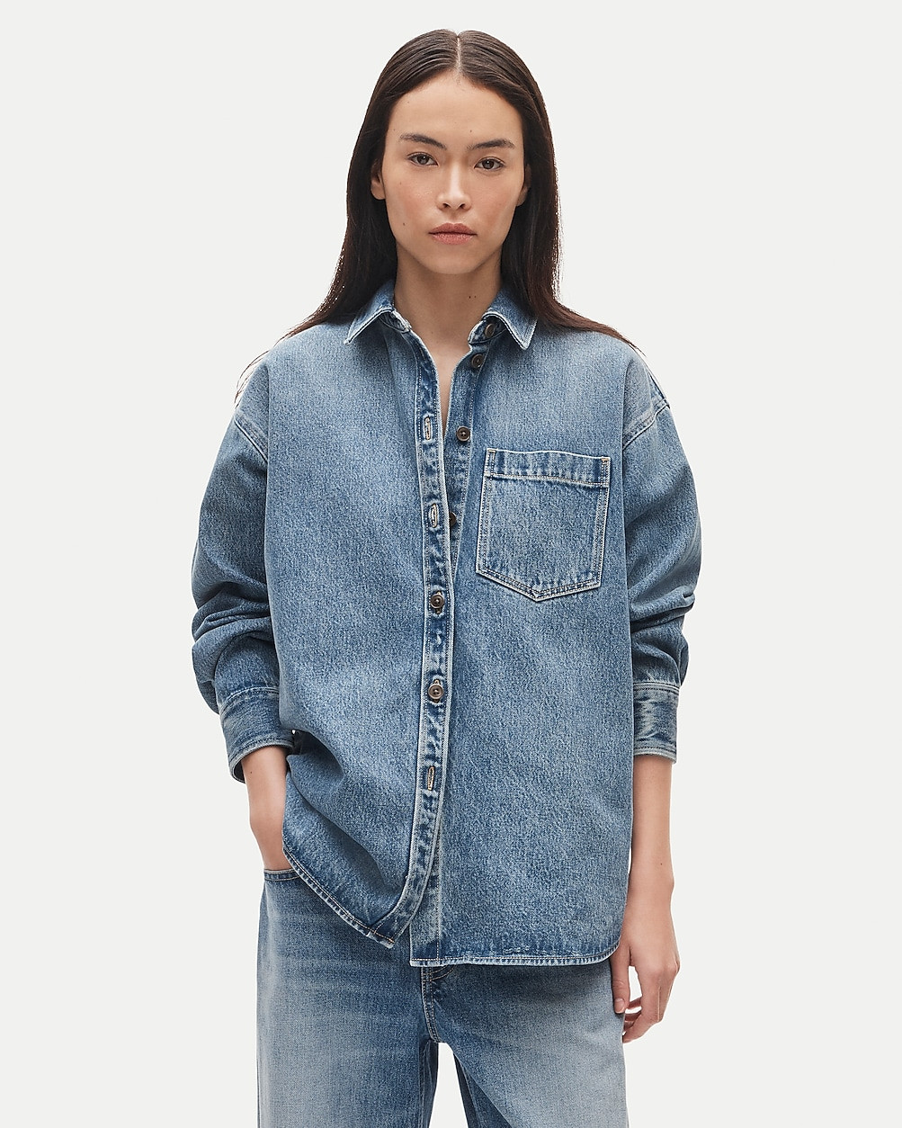 Étienne oversized button-up shirt in denim | J. Crew US