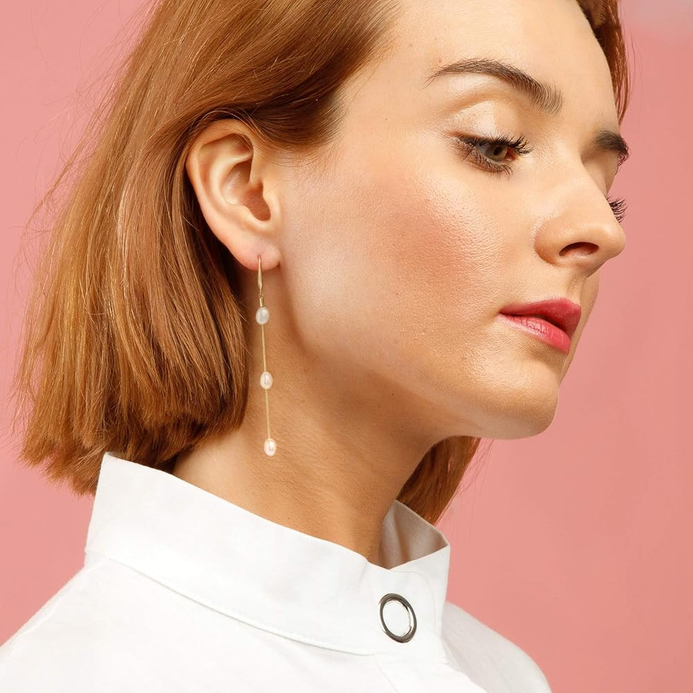 18K Gold Long Baroque Pearl Earrings Evil Eye Tassel Drop Dangle Earrings for Women Statement Snake  | Amazon (US)