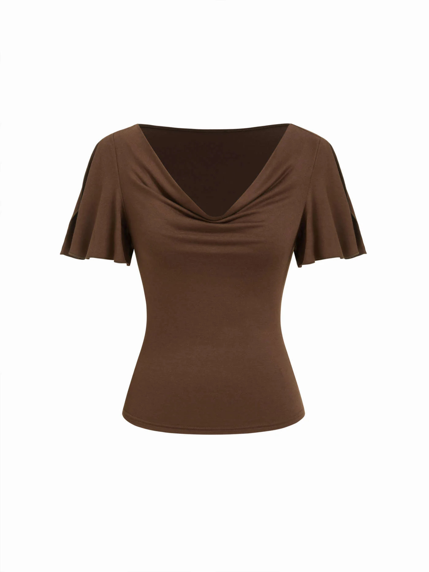 High Stretch Cowl Neck Ruffle Sleeve Tee CHF 19.90 | Cider