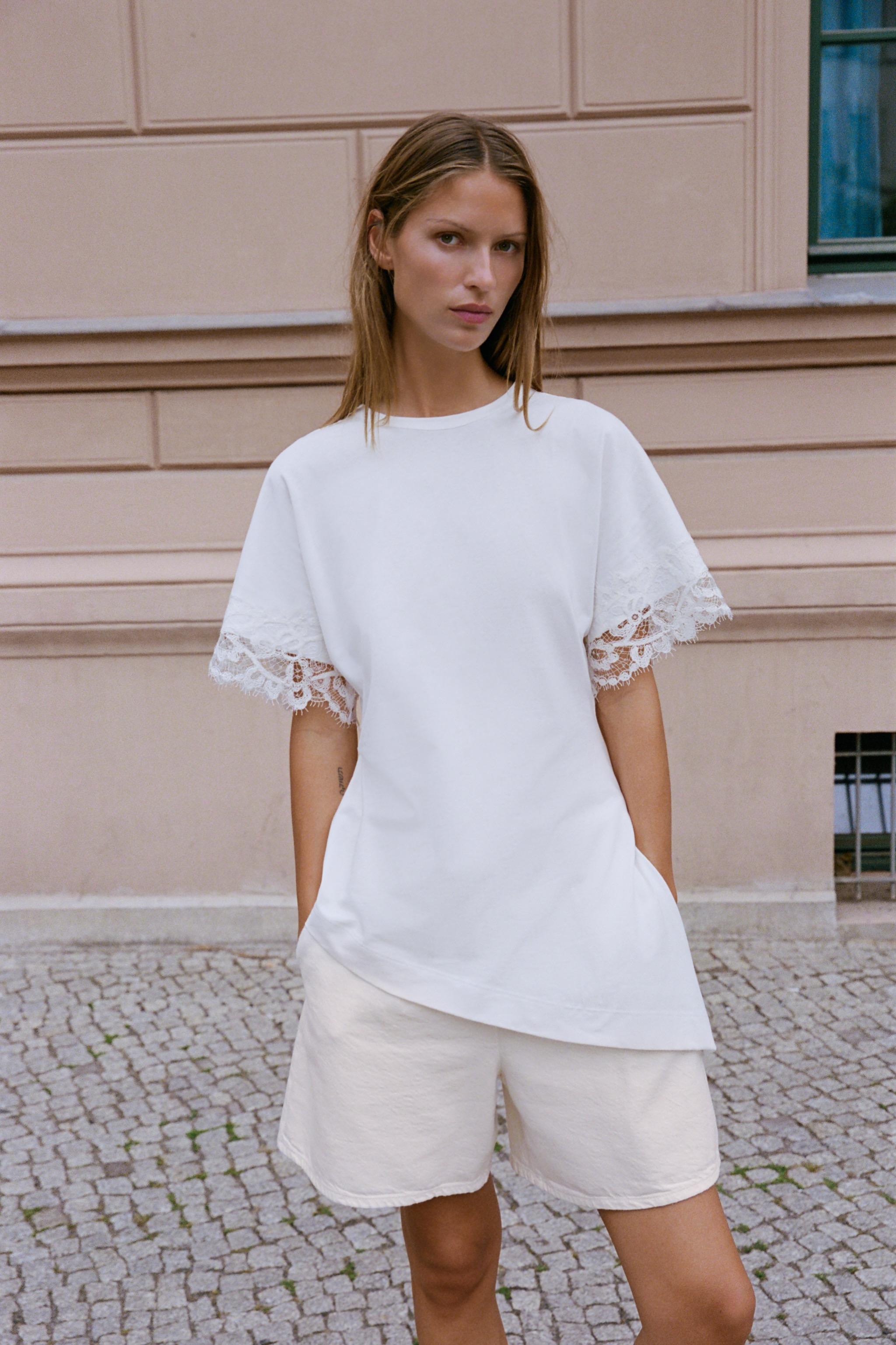 ASYMMETRIC LACE T-SHIRT | Zara US
