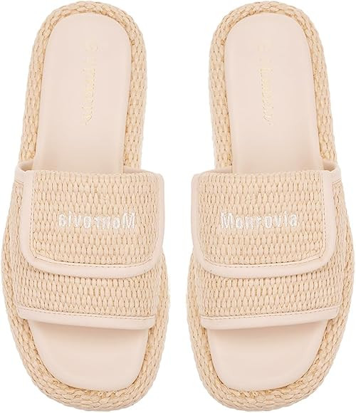 Monrovia Platform Sandals Women, Wedge Espadrilles Brown Beach Sandals, Comfortable Wide Width Su... | Amazon (US)