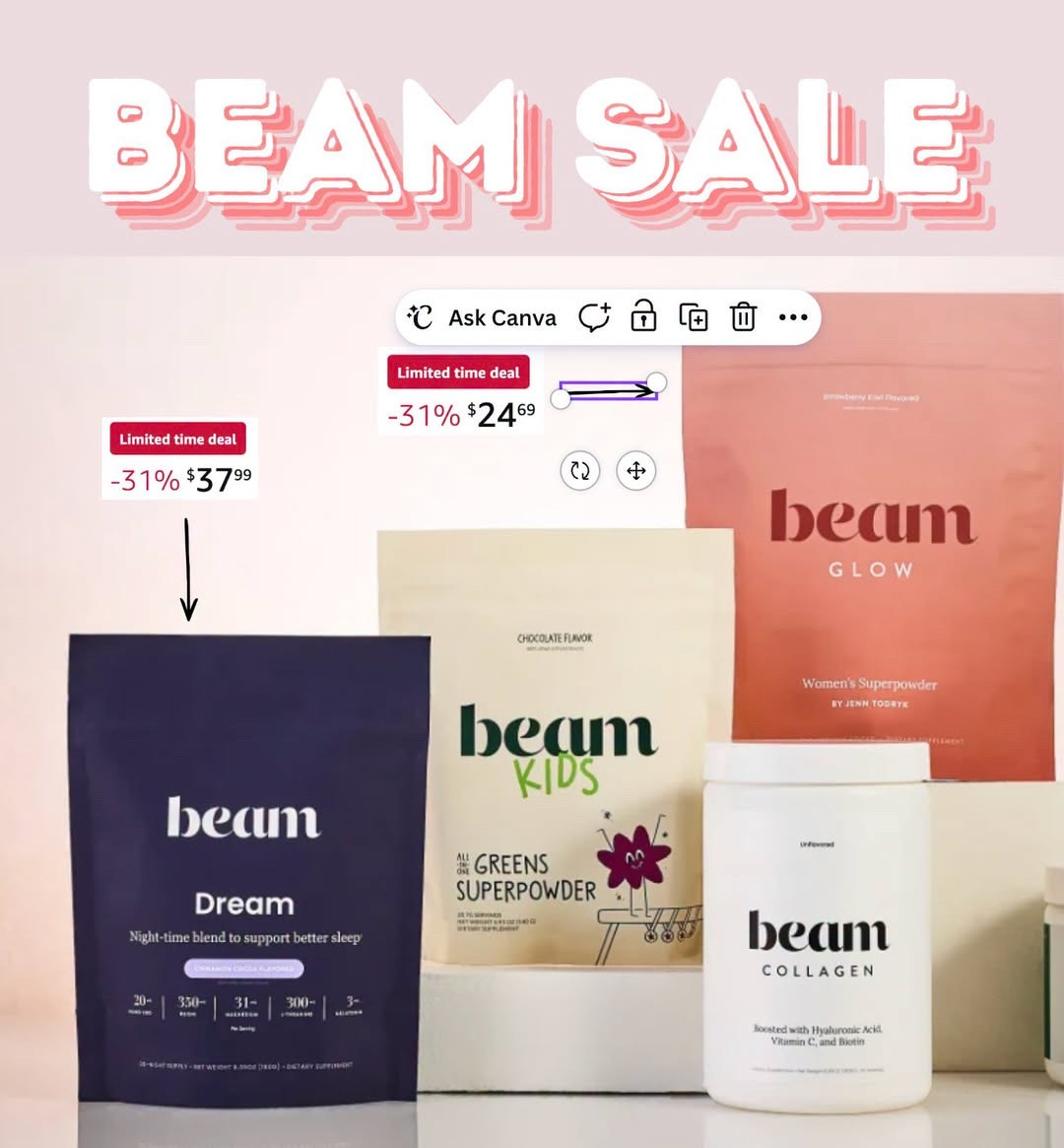 Beam wellness supplements on sale

Wellness supplements
Daily vitamins
Immune support supplements
Women’s wellness essentials
Collagen peptides
Magnesium supplements
Probiotics for women
Electrolyte drink mixes
Greens powder
Protein powder

#LTKSeasonal #LTKselfcare #LTKSaleAlert