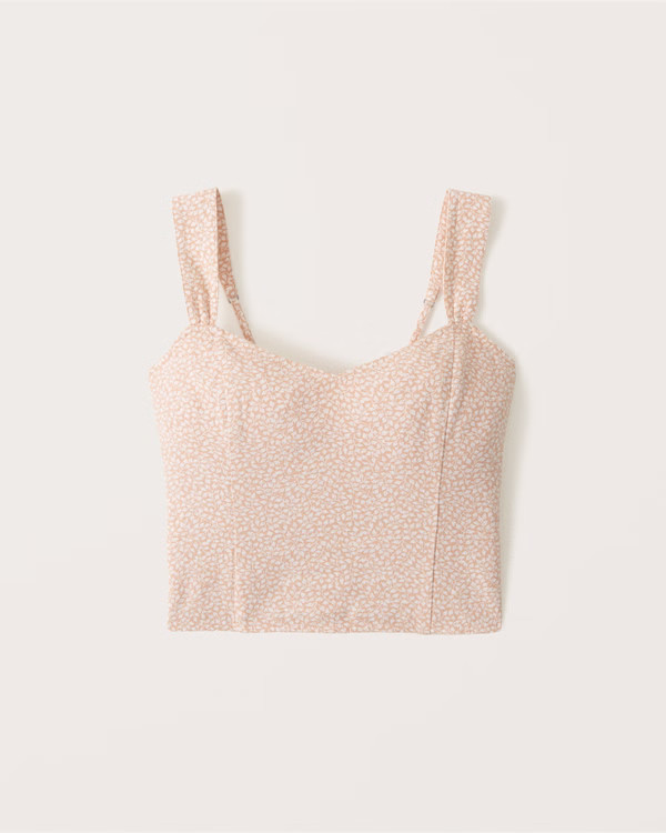 Linen Wide Strap V-Neck Top | Abercrombie & Fitch (US)