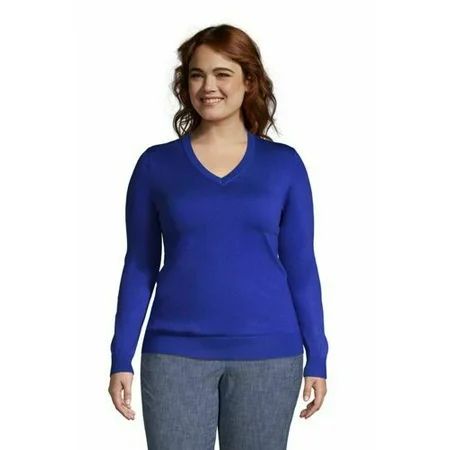 Lands End Women s Performance V-neck Sweater Dark Cobalt Blue 4X NEW 488395 | Walmart (US)
