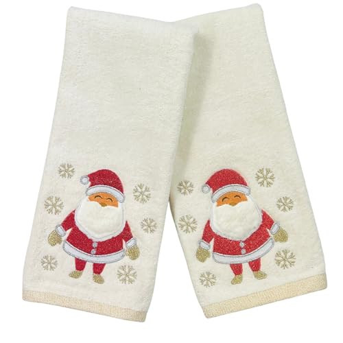 Christmas White Guest Hand Bathroom Towels, Winter Snowflake Santa, 16x26" | Amazon (US)