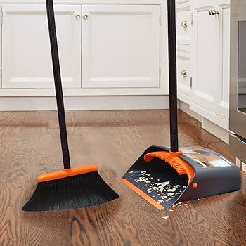 TreeLen Broom and Dustpan Set with 52" Long Handle for Home Kitchen Room Office Lobby Floor Use U... | Amazon (US)