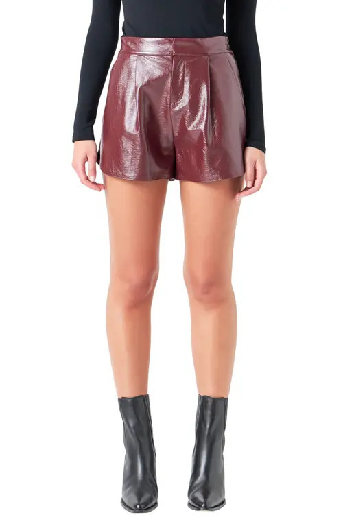 Grey Lab Shiny Faux Leather Shorts in Burgundy at Nordstrom, Size Small | Nordstrom