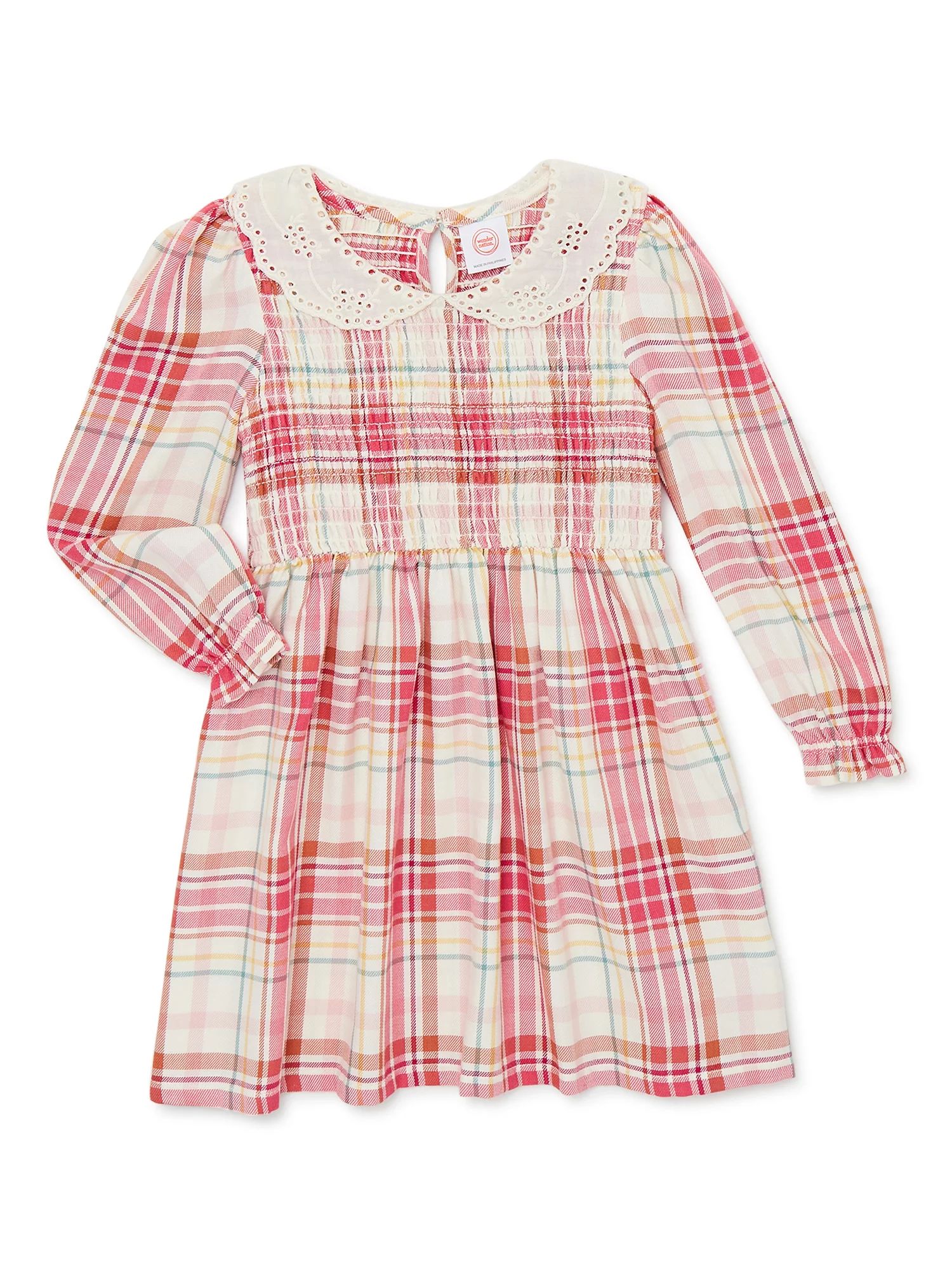 Wonder Nation Baby and Toddler Girls Long Sleeve Smocked Dress, Sizes 12M-5T | Walmart (US)