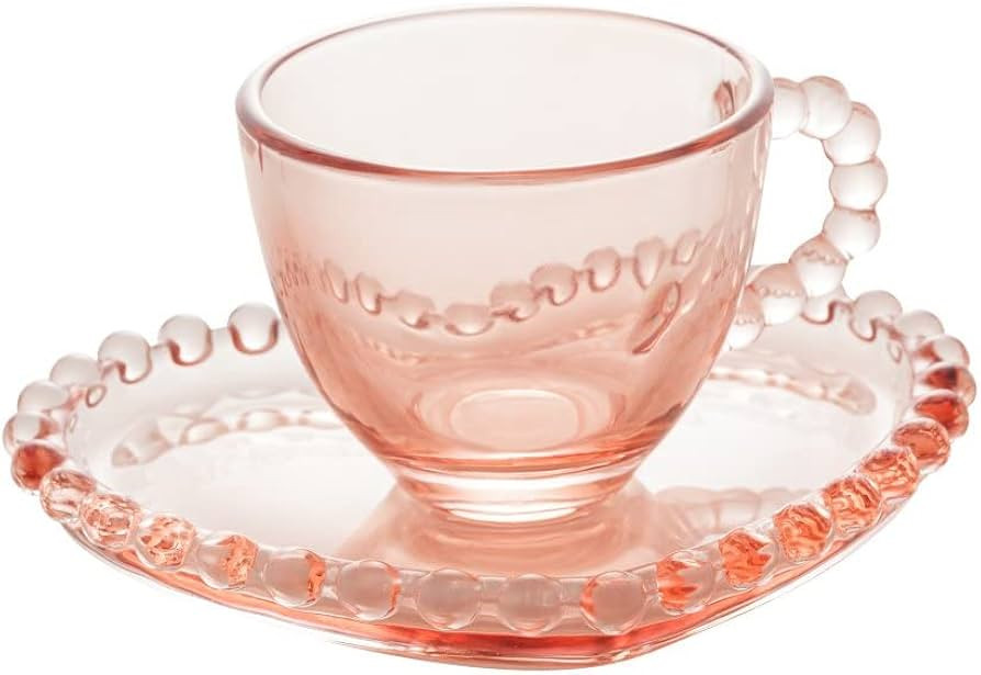 Wolff Coração Pearl Conjunto de Xícaras para Café com Pires de Cristal 4 Peças, Rosa, 85 ml | Amazon (BR)