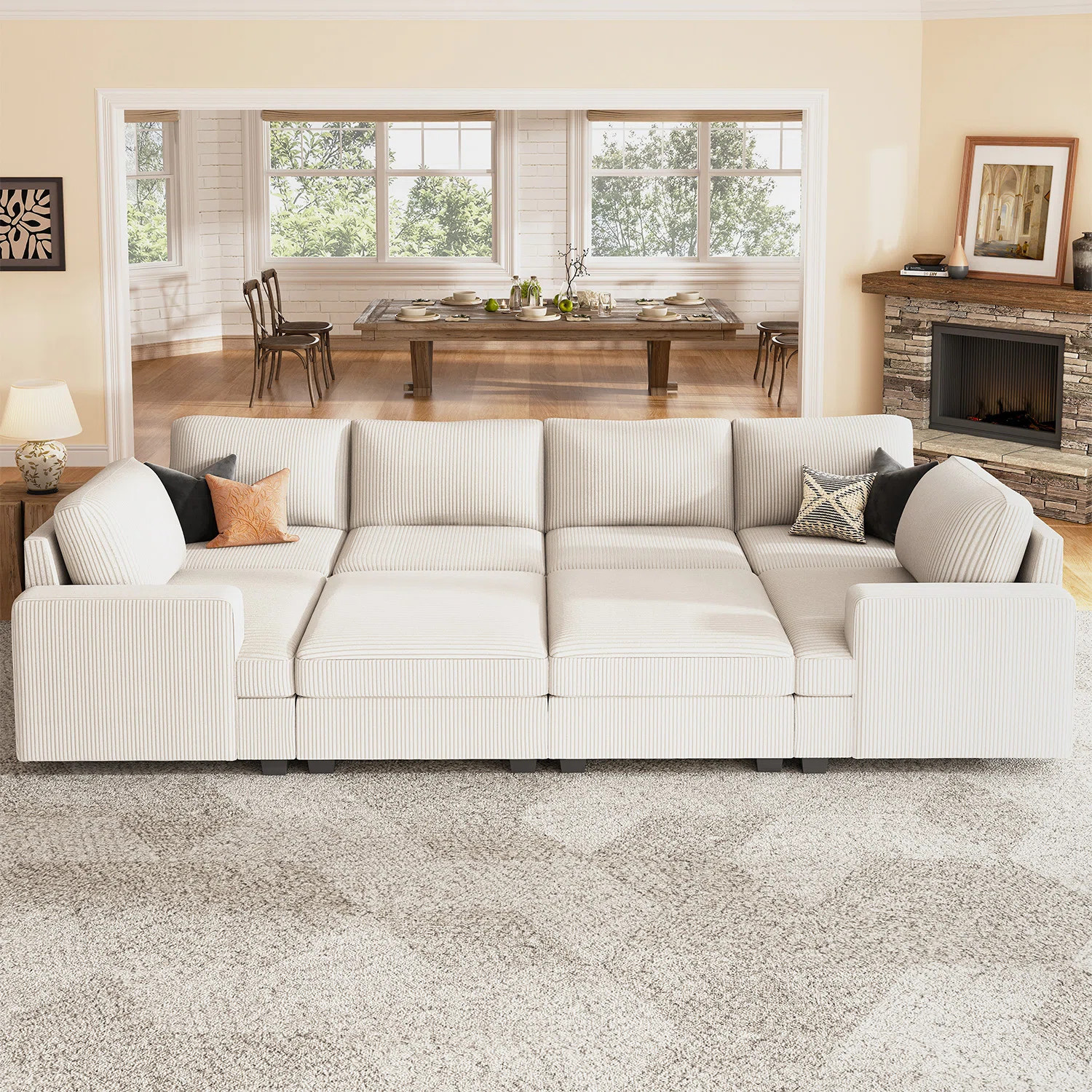 Latitude Run® Turrella Corduroy Sleeper Sectional U Shaped Modular Sectional Sofa with Storage O... | Wayfair North America